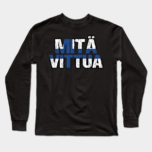 Mita Vittua Finnish Flag Distressed Long Sleeve T-Shirt